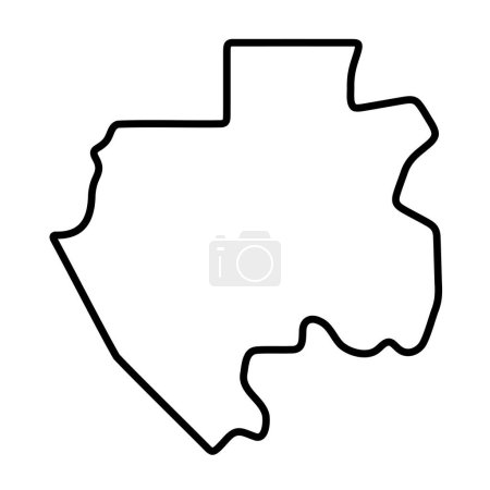 Gabon country simplified map. Thick black outline contour. Simple vector icon
