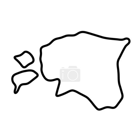 Estonia country simplified map. Thick black outline contour. Simple vector icon