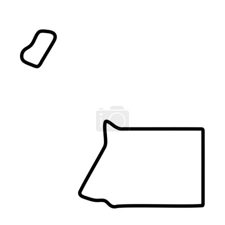 Guinea Ecuatorial país mapa simplificado. Contorno de contorno negro grueso. Icono de vector simple