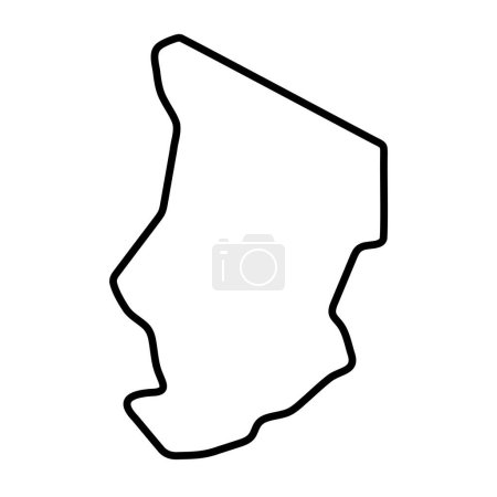 Tchad carte simplifiée. contour noir épais contour. Icône vectorielle simple