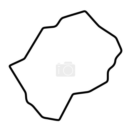 Carte simplifiée du Lesotho. contour noir épais contour. Icône vectorielle simple