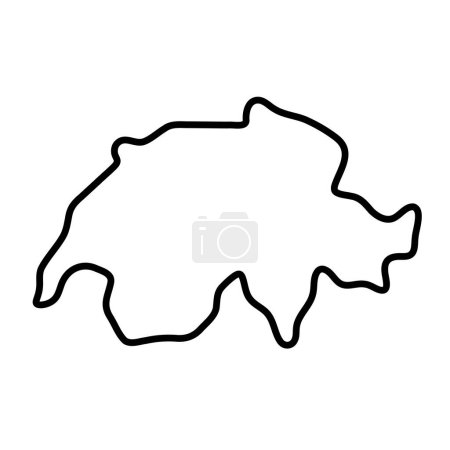 Switzerland country simplified map. Thick black outline contour. Simple vector icon
