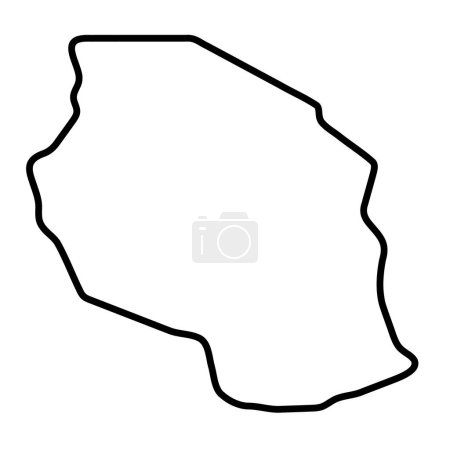Tanzania país mapa simplificado. Contorno de contorno negro grueso. Icono de vector simple