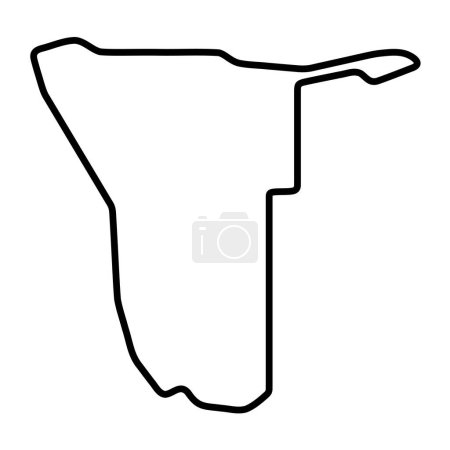 Namibie pays carte simplifiée. contour noir épais contour. Icône vectorielle simple