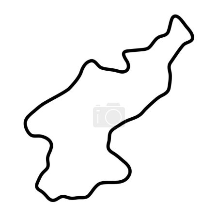 Corée du Nord carte simplifiée. contour noir épais contour. Icône vectorielle simple