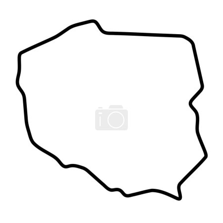 Pologne pays carte simplifiée. contour noir épais contour. Icône vectorielle simple