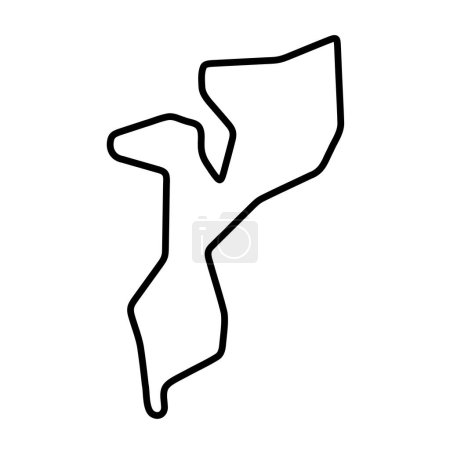 Mozambique country simplified map. Thick black outline contour. Simple vector icon