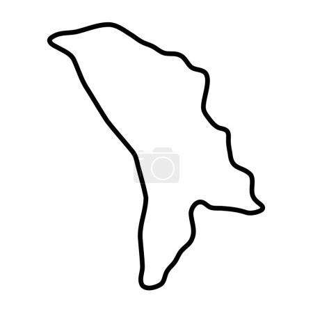 Moldova country simplified map. Thick black outline contour. Simple vector icon