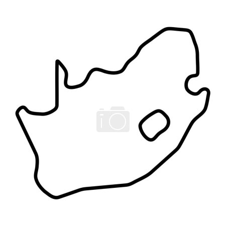 Südafrika vereinfachte Landkarte. Dicke schwarze Umrisse. Einfaches Vektorsymbol