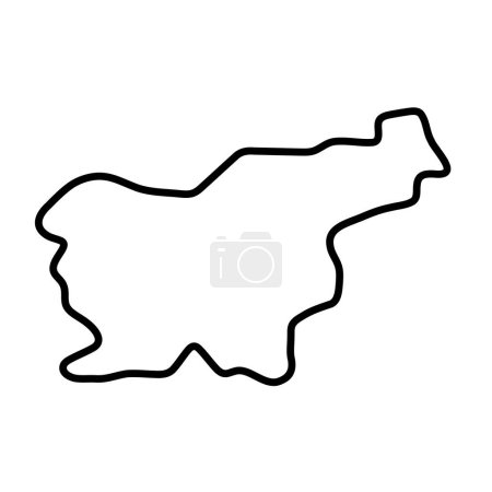 Slovenia country simplified map. Thick black outline contour. Simple vector icon