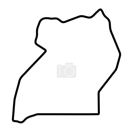 Ouganda carte simplifiée. contour noir épais contour. Icône vectorielle simple