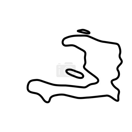 Haiti country simplified map. Thick black outline contour. Simple vector icon