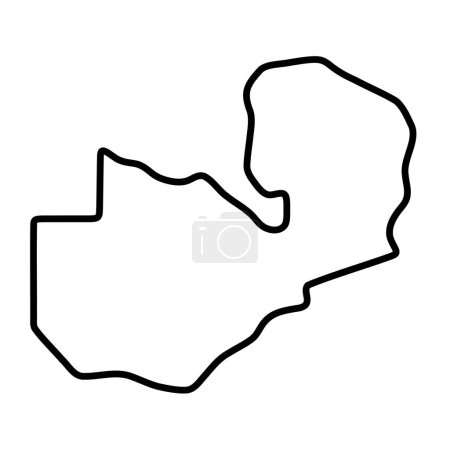 Zambia country simplified map. Thick black outline contour. Simple vector icon