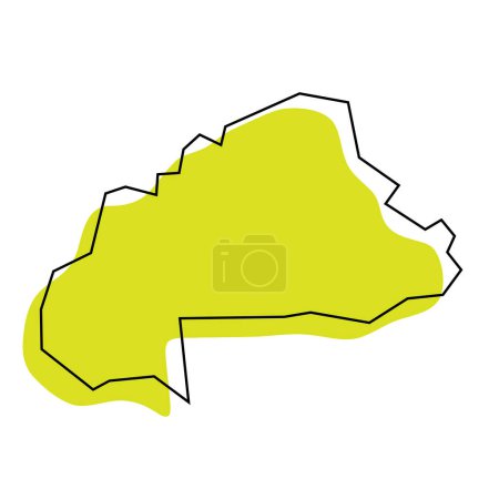 Burkina Faso país mapa simplificado. Silueta verde con contorno negro delgado aislado sobre fondo blanco. Icono de vector simple