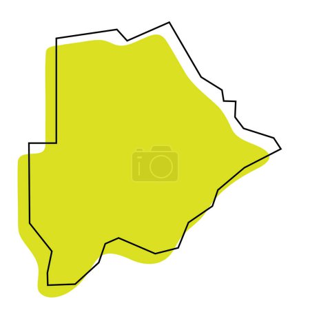 Botswana country simplified map. Green silhouette with thin black contour outline isolated on white background. Simple vector icon