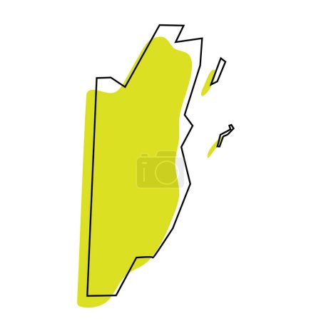 Belize Land vereinfachte Karte. Grüne Silhouette mit dünnem schwarzen Umriss, isoliert auf weißem Hintergrund. Einfaches Vektorsymbol