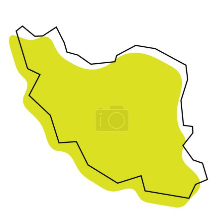 Iran country simplified map. Green silhouette with thin black contour outline isolated on white background. Simple vector icon