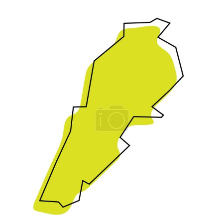 Libanon vereinfachte Landkarte. Grüne Silhouette mit dünnem schwarzen Umriss, isoliert auf weißem Hintergrund. Einfaches Vektorsymbol