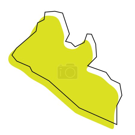 Liberia Land vereinfachte Karte. Grüne Silhouette mit dünnem schwarzen Umriss, isoliert auf weißem Hintergrund. Einfaches Vektorsymbol