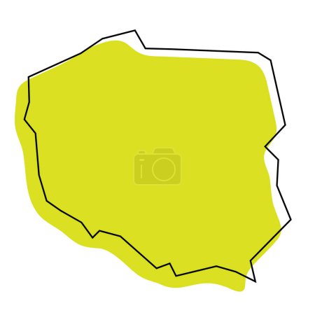 Polen Land vereinfachte Karte. Grüne Silhouette mit dünnem schwarzen Umriss, isoliert auf weißem Hintergrund. Einfaches Vektorsymbol