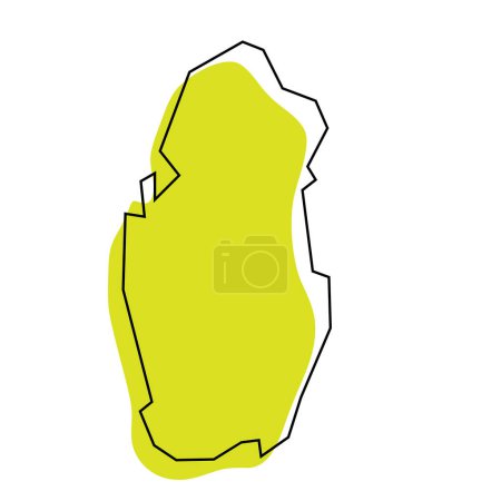 Katar Land vereinfachte Karte. Grüne Silhouette mit dünnem schwarzen Umriss, isoliert auf weißem Hintergrund. Einfaches Vektorsymbol