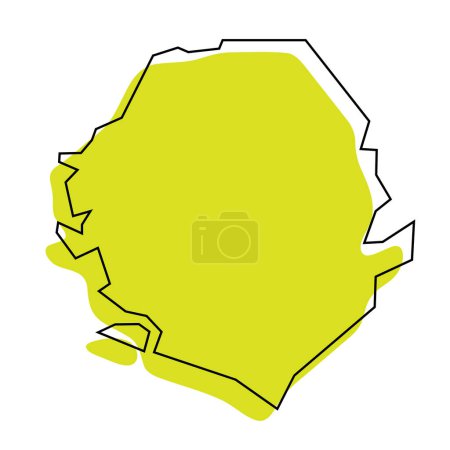 Sierra Leone country simplified map. Green silhouette with thin black contour outline isolated on white background. Simple vector icon