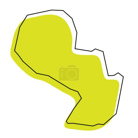 Paraguay country simplified map. Green silhouette with thin black contour outline isolated on white background. Simple vector icon