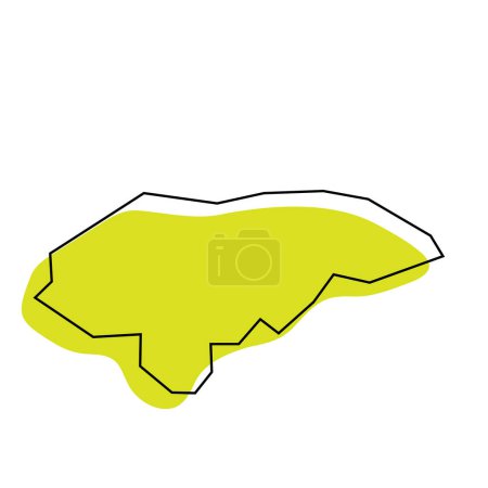 Honduras country simplified map. Green silhouette with thin black contour outline isolated on white background. Simple vector icon