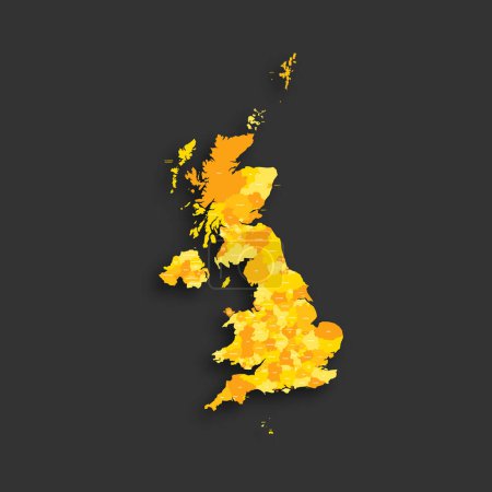 Vereinigtes Königreich Großbritannien und Nordirland politische Landkarte der Verwaltungseinheiten - Grafschaften, Einheitsbehörden und Greater London in England, Bezirke von Nordirland, Rat