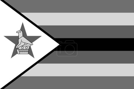 Simbabwe-Flagge - Graustufen-Monochrom-Vektorillustration. Flagge in schwarz-weiß