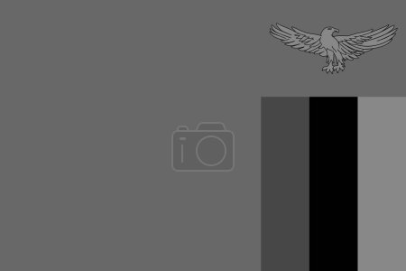 Drapeau Zambie - illustration vectorielle monochrome en niveaux de gris. Drapeau en noir et blanc
