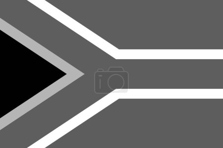 Südafrikanische Flagge - Graustufen-Monochrom-Vektorillustration. Flagge in schwarz-weiß