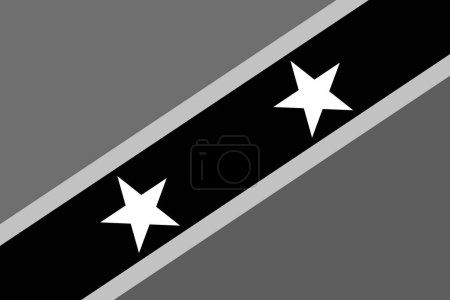 Flagge von St. Kitts und Nevis - Graustufen-monochrome Vektorillustration. Flagge in schwarz-weiß