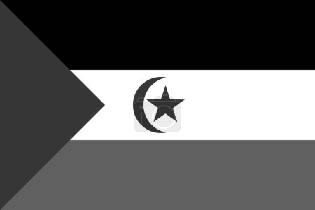 Drapeau de la République arabe sahraouie démocratique - illustration vectorielle monochrome en niveaux de gris. Drapeau en noir et blanc
