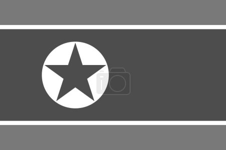 Nordkoreanische Flagge - Graustufen-Monochrom-Vektorillustration. Flagge in schwarz-weiß