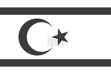 Flagge Nordzyperns - Graustufen-Monochrom-Vektorillustration. Flagge in schwarz-weiß