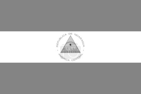 Bandera de Nicaragua - ilustración vectorial monocromática a escala de grises. Bandera en blanco y negro