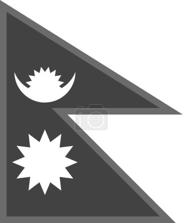 Bandera de Nepal - ilustración vectorial monocromática a escala de grises. Bandera en blanco y negro