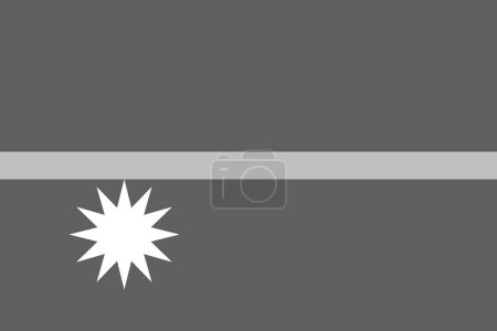 Drapeau Nauru - illustration vectorielle monochrome en niveaux de gris. Drapeau en noir et blanc