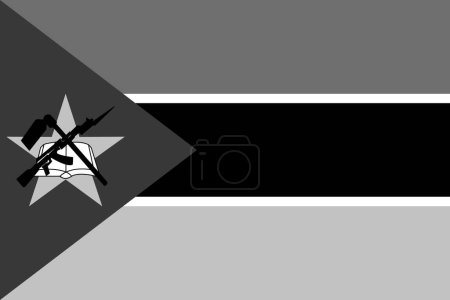 Bandera de Mozambique - ilustración vectorial monocromática a escala de grises. Bandera en blanco y negro