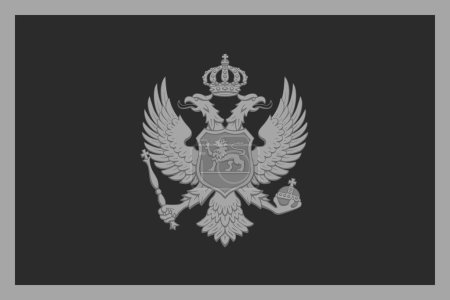 Bandera de Montenegro - ilustración vectorial monocromática a escala de grises. Bandera en blanco y negro
