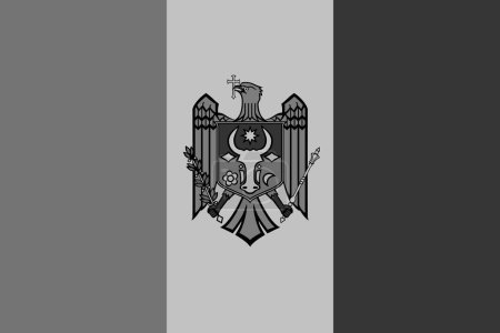Drapeau Moldavie - illustration vectorielle monochrome en niveaux de gris. Drapeau en noir et blanc