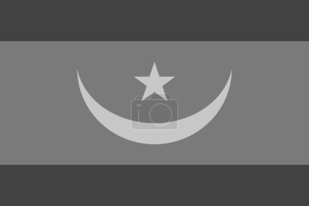 Bandera de Mauritania - ilustración vectorial monocromática a escala de grises. Bandera en blanco y negro