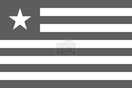 Bandera de Liberia - ilustración vectorial monocromática a escala de grises. Bandera en blanco y negro