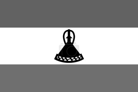 Drapeau Lesotho - illustration vectorielle monochrome en niveaux de gris. Drapeau en noir et blanc