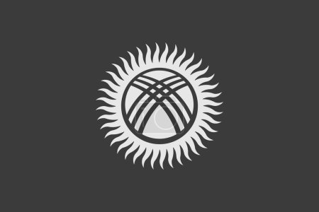 Kyrgyzstan flag - greyscale monochrome vector illustration. Flag in black and white