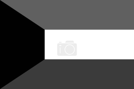 Flagge Kuwaits - Graustufen-Monochrom-Vektorillustration. Flagge in schwarz-weiß