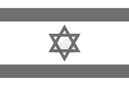 Israel flag - greyscale monochrome vector illustration. Flag in black and white
