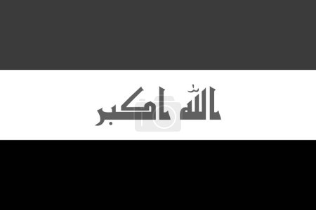 Bandera de Irak - ilustración vectorial monocromática a escala de grises. Bandera en blanco y negro