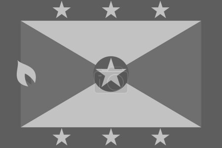 Grenada-Flagge - Graustufen-Monochrom-Vektorillustration. Flagge in schwarz-weiß